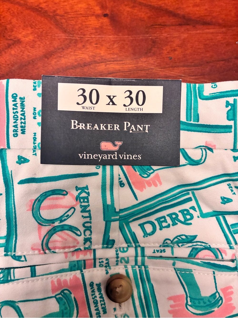 Vineyard Vines Pants Mens 30x30 Kentucky Derby Ticket Print Chino Casual Party - Picture 2 of 7